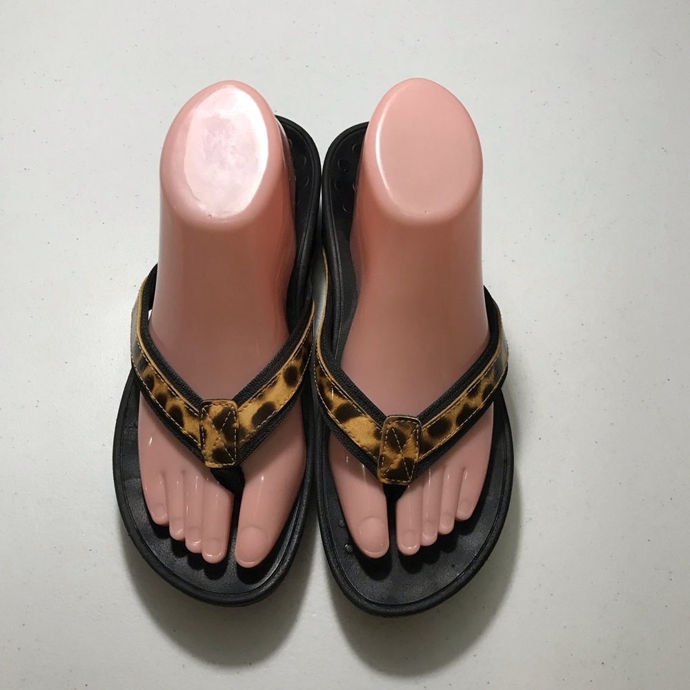Vionic Leopard Print Thong Sandals Women Black & Brown Size 8.5 to 9 SB-K